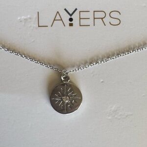 Layers Silver Starburst Pendant Necklace NWT